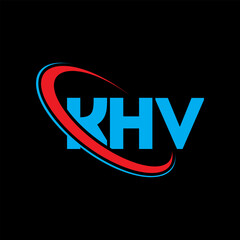 KHV logo. KHV letter. KHV letter logo design. Initials KHV logo linked with circle and uppercase monogram logo. KHV typography for technology, business and real estate brand.