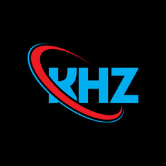 Fototapeta na wymiar KHZ logo. KHZ letter. KHZ letter logo design. Initials KHZ logo linked with circle and uppercase monogram logo. KHZ typography for technology, business and real estate brand.