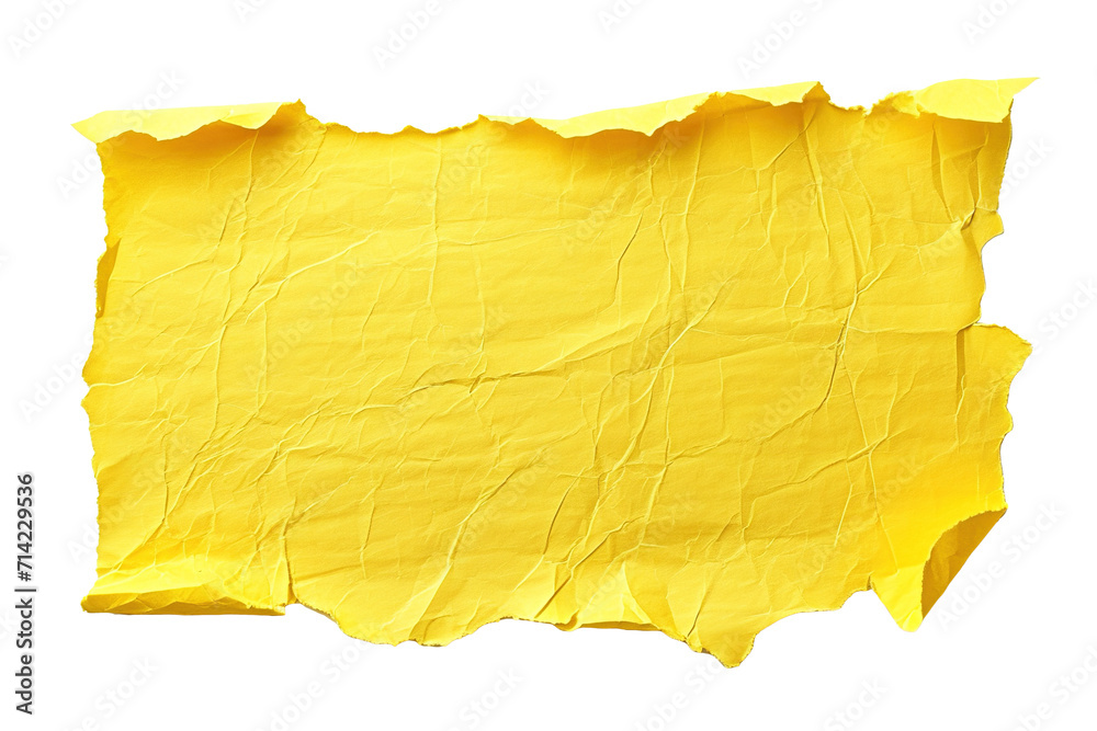 Fototapete blank, yellow sheet of paper, rectangular shape. on transparent background. ripped, jagged page. wit