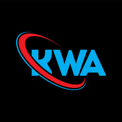 KWA logo. KWA letter. KWA letter logo design. Initials KWA logo linked with circle and uppercase monogram logo. KWA typography for technology, business and real estate brand. - obrazy, fototapety, plakaty