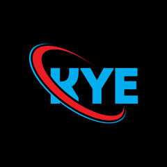 Fototapeta na wymiar KYE logo. KYE letter. KYE letter logo design. Initials KYE logo linked with circle and uppercase monogram logo. KYE typography for technology, business and real estate brand.