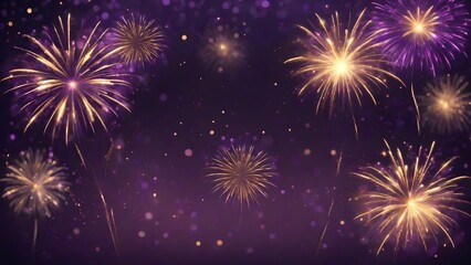 Colorful fireworks of various colors over night sky background, celebration concept