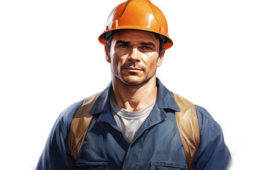 Photo of oil worker isolated white background