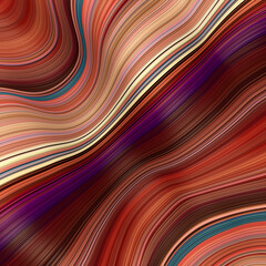 Abstract, fluid, wavy and colorful 3D background lines texture. Modern and contemporary feel. Metallic, iridescent and reflective with shades of red, purple, orange, white