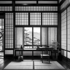 An Oriental Japanese room, meticulously enhanced using hand-edited generative AI.
