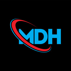 MDH logo. MDH letter. MDH letter logo design. Initials MDH logo linked with circle and uppercase monogram logo. MDH typography for technology, business and real estate brand.