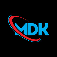 Fototapeta na wymiar MDK logo. MDK letter. MDK letter logo design. Initials MDK logo linked with circle and uppercase monogram logo. MDK typography for technology, business and real estate brand.