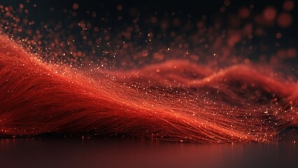 Fototapeta na wymiar Abstract red particles of optical fiber 3d illustration Generative, AI.