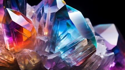 Futuristic Glow: Colorful Quartz Crystals