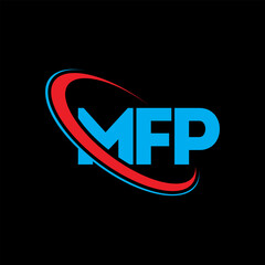 MFP logo. MFP letter. MFP letter logo design. Initials MFP logo linked with circle and uppercase monogram logo. MFP typography for technology, business and real estate brand.