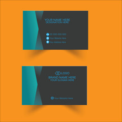 black and green modern creative business card and name card horizontal simple clean template vector design