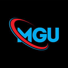 MGU logo. MGU letter. MGU letter logo design. Initials MGU logo linked with circle and uppercase monogram logo. MGU typography for technology, business and real estate brand.
