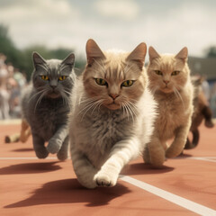Cats racing, Made with generative AI, 