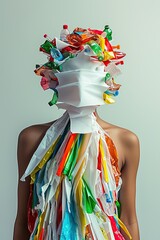 The Plastic Bottle Dress Statement, conceptial pop-art presentation, half body length,...
