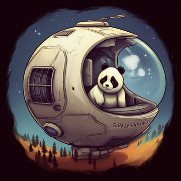 Panada in a spaceship, Made with generative AI