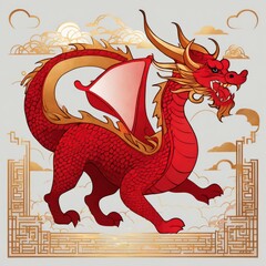 chinese new year, chinese style dragon statue, iconic dragon, wallpaper dragon, red dragon, dragon wood, ilstration dragon, sio naga, imlek tahun baru	