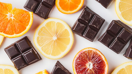 chocolate and orange, Chocolate with Citrus, Dark Chocolate and Fresh Fruit, Creative Dessert Concept