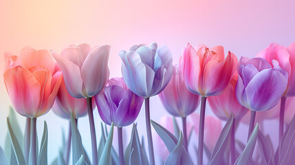 Beautiful tulips on a pastel background