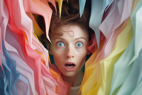 Photo of scared woman abstract
