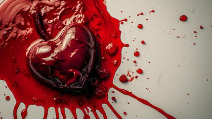 Bleeding Heart on White Surface, Symbolic Image of Fragile Emotion, Isolation, and Vulnerability