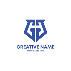 Abstract premium letter GG Shield logo design template
