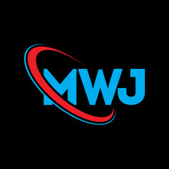 MWJ logo. MWJ letter. MWJ letter logo design. Initials MWJ logo linked with circle and uppercase monogram logo. MWJ typography for technology, business and real estate brand.