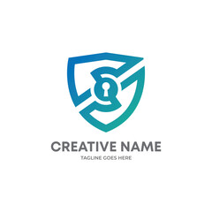 Shield security logo with letter S, Security logo design