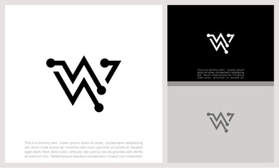 Initials W logo design. Initial Letter Logo. Innovative high tech logo template.	
