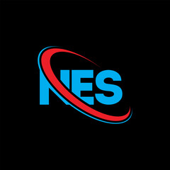 NES logo. NES letter. NES letter logo design. Initials NES logo linked with circle and uppercase monogram logo. NES typography for technology, business and real estate brand.