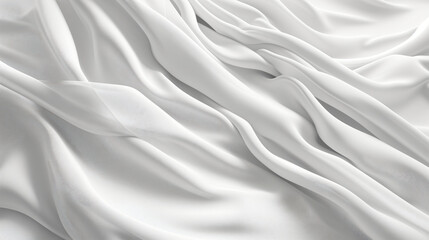 White wavy satin background. Elegant and luxury fabric texture
