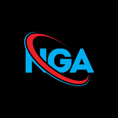 NGA logo. NGA letter. NGA letter logo design. Initials NGA logo linked with circle and uppercase monogram logo. NGA typography for technology, business and real estate brand.