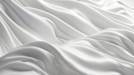 White wavy satin background. Elegant and luxury fabric texture