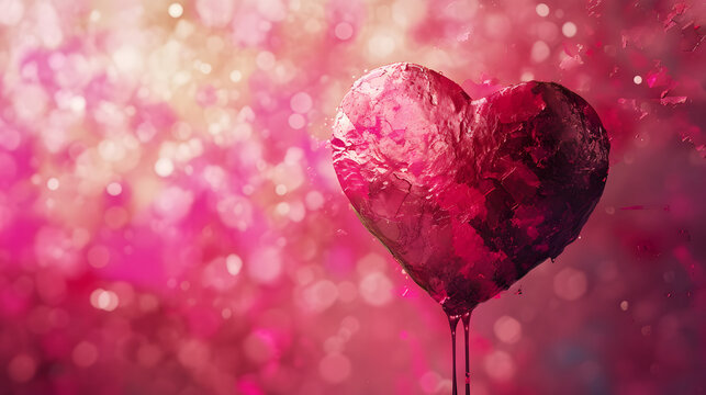Heart Shaped Object on Stick Against Pink Background
