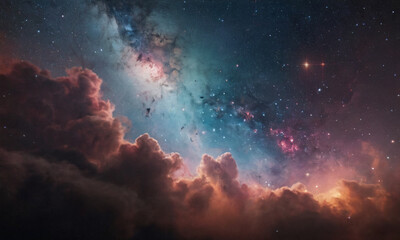 Fototapeta na wymiar Sky filled with stars and clouds