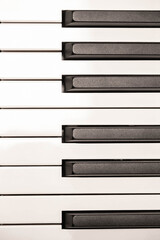 Classic Piano Keys, Traditional Black and White Keyboard Close up Flat Lay
