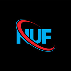 NUF logo. NUF letter. NUF letter logo design. Initials NUF logo linked with circle and uppercase monogram logo. NUF typography for technology, business and real estate brand.