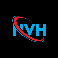 NVH logo. NVH letter. NVH letter logo design. Initials NVH logo linked with circle and uppercase monogram logo. NVH typography for technology, business and real estate brand.