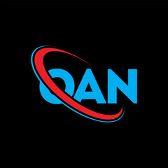 OAN logo. OAN letter. OAN letter logo design. Intitials OAN logo linked with circle and uppercase monogram logo. OAN typography for technology, business and real estate brand.
