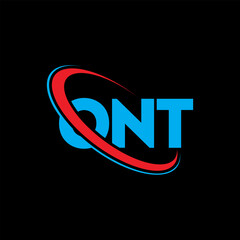 ONT logo. ONT letter. ONT letter logo design. Initials ONT logo linked with circle and uppercase monogram logo. ONT typography for technology, business and real estate brand.