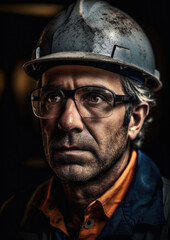 Portrait of worker in safety helmet