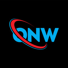 ONW logo. ONW letter. ONW letter logo design. Initials ONW logo linked with circle and uppercase monogram logo. ONW typography for technology, business and real estate brand.