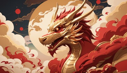 chinese new year, chinese style dragon statue, iconic dragon, wallpaper dragon, red dragon, dragon wood, ilstration dragon, sio naga, imlek tahun baru	 - obrazy, fototapety, plakaty