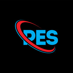 PES logo. PES letter. PES letter logo design. Initials PES logo linked with circle and uppercase monogram logo. PES typography for technology, business and real estate brand.