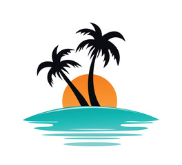 Fototapeta na wymiar tropical island tree vector illustration