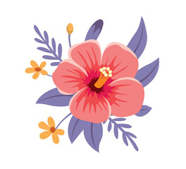 Red Hibiscus Flower vector illustration