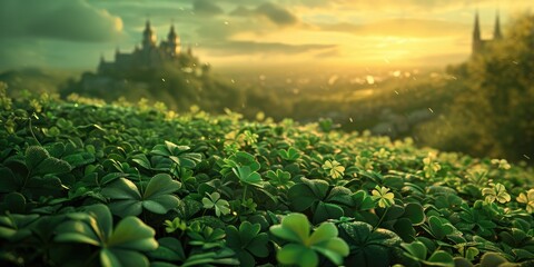 St. Patrick's Day background with four-leaved clover