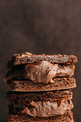 Chocolate brownie with milk brigadeiro filling