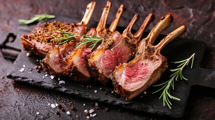 Richly spiced and delicious, the lamb dish is served with an appealing decoration, making it a feast for the senses.