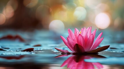 Tranquil lotus pond background with copy space for text, designed for banners and enhanced by an inspirational quote.
