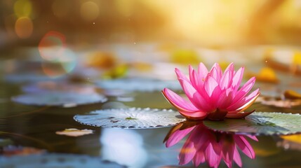 Lotus background on water with copy space for text, perfect for banners and featuring an inspirational phrase